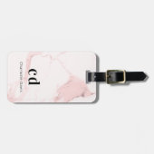 Monogramm-Initialen aus Rosa-Marmor Gepäckanhänger (Vorderseite horizontal)