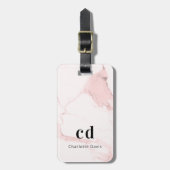Monogramm-Initialen aus Rosa-Marmor Gepäckanhänger (Vorderseite vertikal)