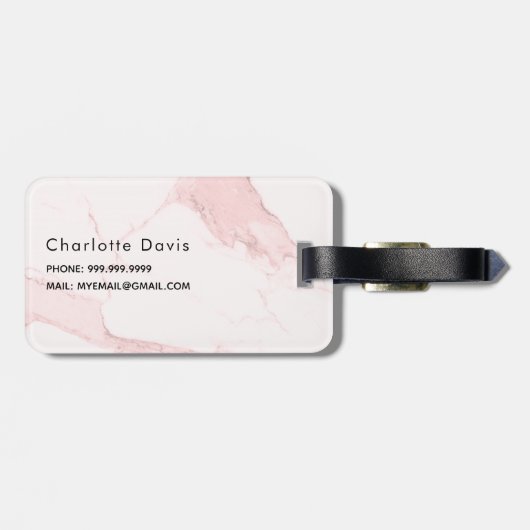 Monogramm-Initialen aus Rosa-Marmor Gepäckanhänger (Rückseite horizontal)