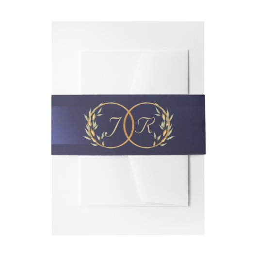 Monogramm-Initialen - Blau Einladungsbanderole (Vorderseite Beispiel)