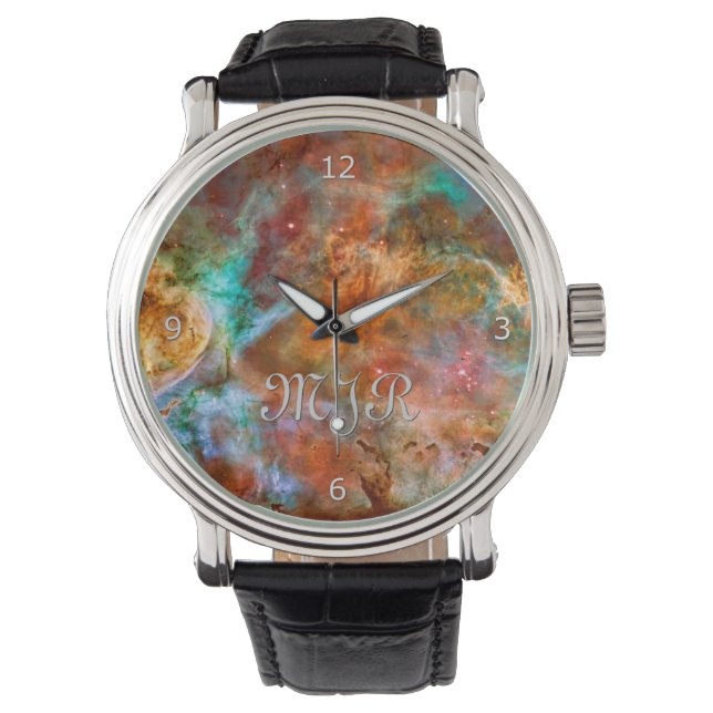 Monogramm-Initialen - Carina Nebula, Argo Navis Armbanduhr (Vorderseite)