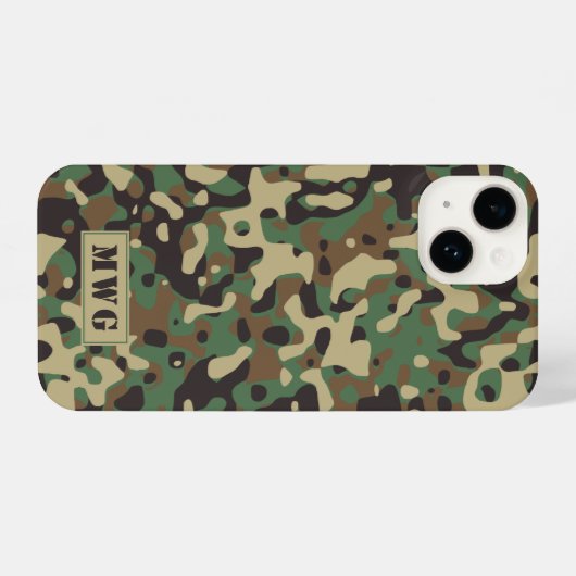 Monogramm-Initialen der Camouflage Tarnmuster iPhone Hülle (Rückseite (Horizontal))