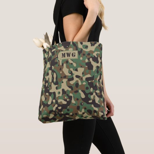 Monogramm-Initialen der Camouflage Tarnmuster Tasche (Von Nahem)