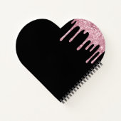 Monogramm-Initialen des rosa Glitzer auf Schwarz Notizblock (Rückseite)