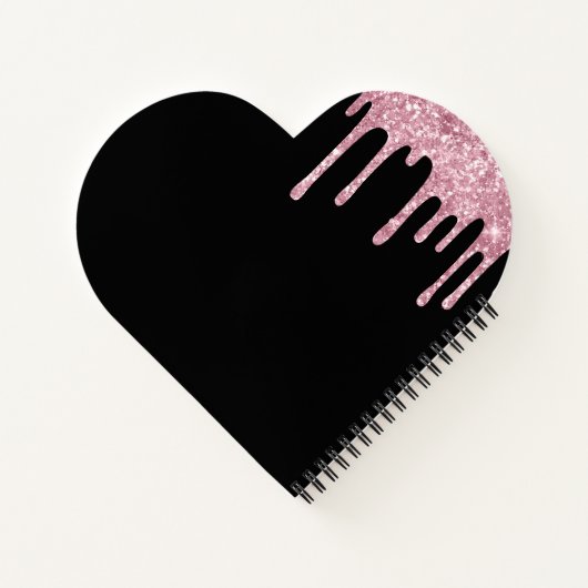 Monogramm-Initialen des rosa Glitzer auf Schwarz Notizblock (Rückseite)