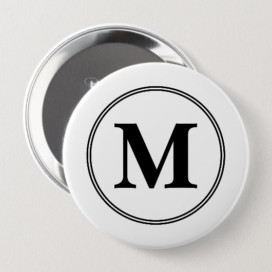 Monogramm-Initialen, einfach schwarz-weiß Button (Vorne & Hinten)