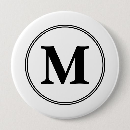 Monogramm-Initialen, einfach schwarz-weiß Button (Vorderseite)