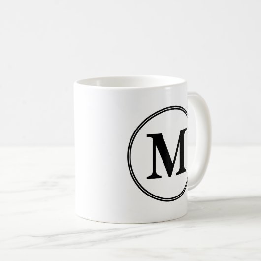 Monogramm-Initialen, einfach schwarz-weiß Kaffeetasse (VorderseiteRechts)