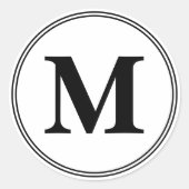 Monogramm-Initialen, einfach schwarz-weiß Runder Aufkleber (Vorderseite)