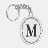 Monogramm-Initialen, einfach schwarz-weiß Schlüsselanhänger (Vorderseite links)