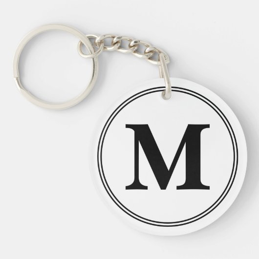 Monogramm-Initialen, einfach schwarz-weiß Schlüsselanhänger (Vorderseite)