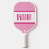 Monogramm-Initialen, Fun-Pink-Streifen, benutzerde Pickleball Schläger (Vorderseite)