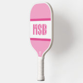 Monogramm-Initialen, Fun-Pink-Streifen, benutzerde Pickleball Schläger (Links)