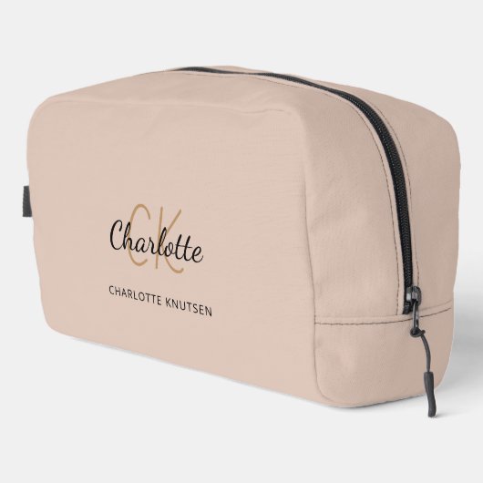 Monogramm-Initialen für Beige-Namen Waschbeutel (Rechte Ecke)