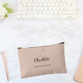 Monogramm-Initialen für Beige-Namen Zubehörtasche
