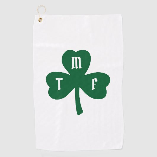 Monogramm-Initialen für das Lucky Green Clover Kle Golfhandtuch (Vorderseite)