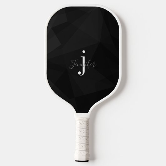 Monogramm-Initialen für den Schwarzen und Weißen I Pickleball Schläger (Rückseite)