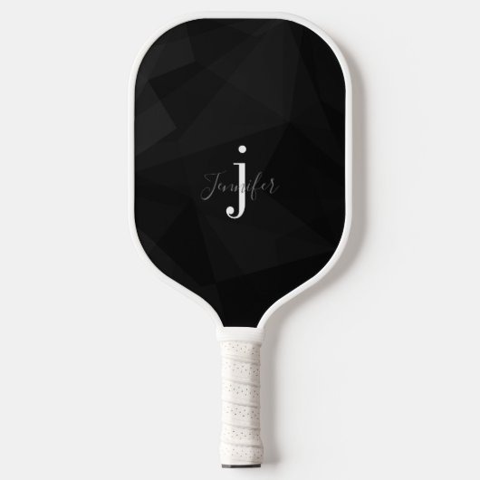 Monogramm-Initialen für den Schwarzen und Weißen I Pickleball Schläger (Vorderseite)