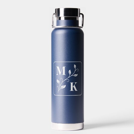 Monogramm-Initialen für einfache Pflanze Trinkflasche (Rückseite)