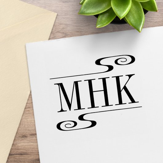 Monogramm-Initialen für einfache Wirbel Gummistempel