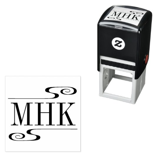 Monogramm-Initialen für einfache Wirbel Permastempel (Beispiel)