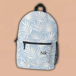 Monogramm-Initialen für hübsches blaues und weißes Bedruckter Rucksack
