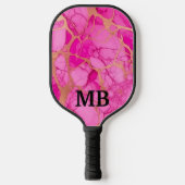 Monogramm-Initialen für rosa Gold-Alkohol-Tintenfa Pickleball Schläger (Vorderseite)