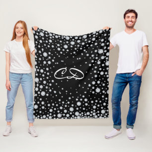 Monogramm-Initialen für Schwarz-weiße Diamanten Fleecedecke