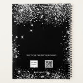 Monogramm-Initialen für Schwarzen Glitzer 2025 Planer (Rückseite)