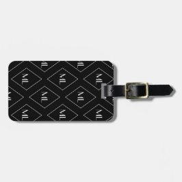 Monogramm-Initialen geometrisches Muster Schwarz Gepäckanhänger