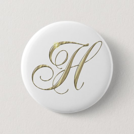 Monogramm-Initialen-Geschenk des Goldbuchstabe-H Button (Vorderseite)