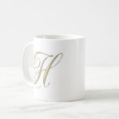 Monogramm-Initialen-Geschenk des Goldbuchstabe-H Kaffeetasse (Vorderseite Links)