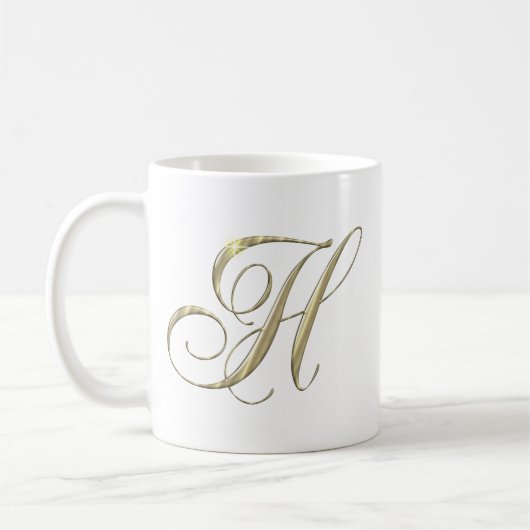 Monogramm-Initialen-Geschenk des Goldbuchstabe-H Kaffeetasse (Links)