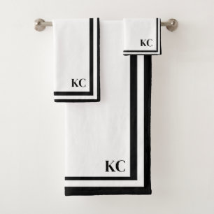 Monogramm Initialen - Hotelrand Handtuch-Set Badhandtuch Set