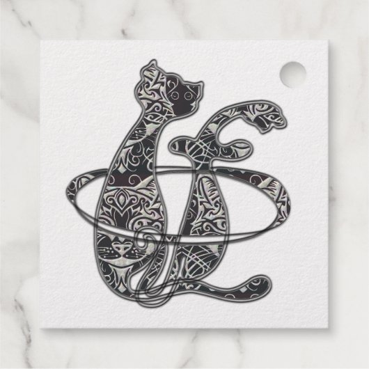 Monogramm-Initialen in Kat-Englisch Geschenkanhänger (Rückseite)