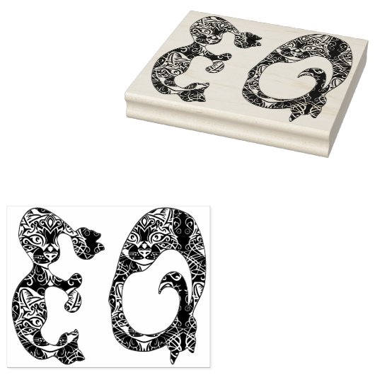 Monogramm-Initialen in Kat-Englisch Gummistempel (Stempel)