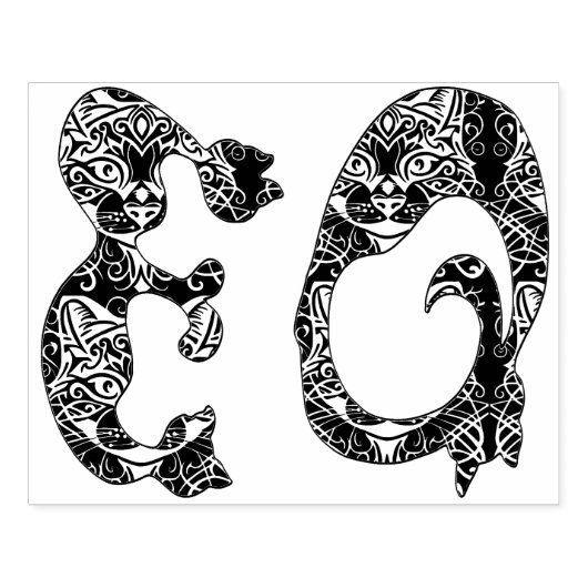 Monogramm-Initialen in Kat-Englisch Gummistempel (Prägung)