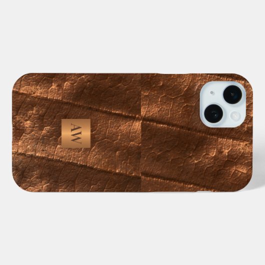 Monogramm-Initialen Kupferfolie aus metallischen I Case-Mate iPhone Hülle (Rückseite (Horizontal))