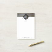 Monogramm-Initialen männlich für rustikales Holz Post-it Klebezettel (Auf Schreibtisch)