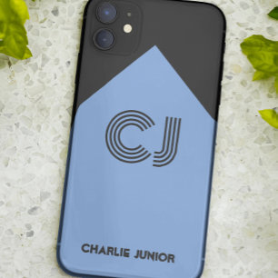 Monogramm Initialen Minimalistisch Schwarz und Aqu Case-Mate iPhone Hülle