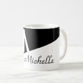 Monogramm-Initialen mit elegantem Schwarzweiß-Spli Kaffeetasse (VorderseiteRechts)