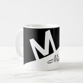 Monogramm-Initialen mit elegantem Schwarzweiß-Spli Kaffeetasse (Vorderseite Links)