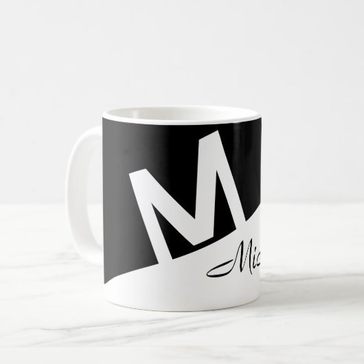 Monogramm-Initialen mit elegantem Schwarzweiß-Spli Kaffeetasse (Vorderseite Links)