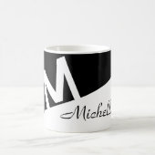 Monogramm-Initialen mit elegantem Schwarzweiß-Spli Kaffeetasse (Mittel)
