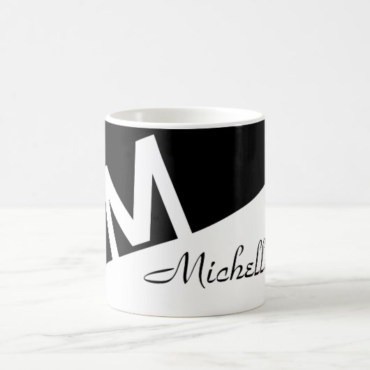 Monogramm-Initialen mit elegantem Schwarzweiß-Spli Kaffeetasse (Mittel)