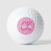 Monogramm-Initialen mit rosa Namen Golfball (Vorderseite)