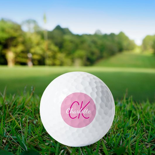 Monogramm-Initialen mit rosa Namen Golfball