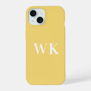 Monogramm Initialen Modern Minimal Gelb iPhone 15 Hülle