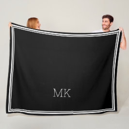 Monogramm-Initialen Moderne Minimale Rahmen Schwar Fleecedecke