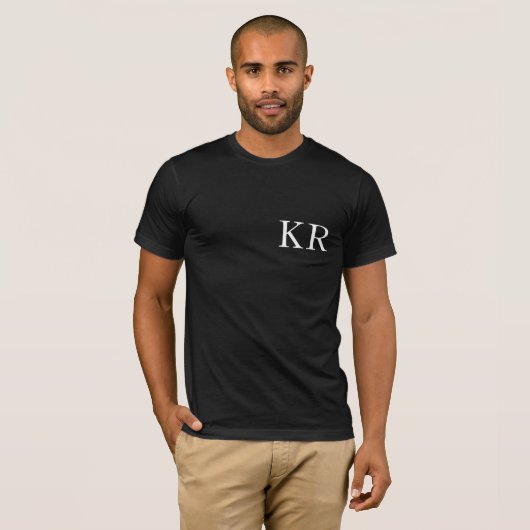 Monogramm-Initialen | Moderner Schwarzer Eleganter T-Shirt (Vorne ganz)